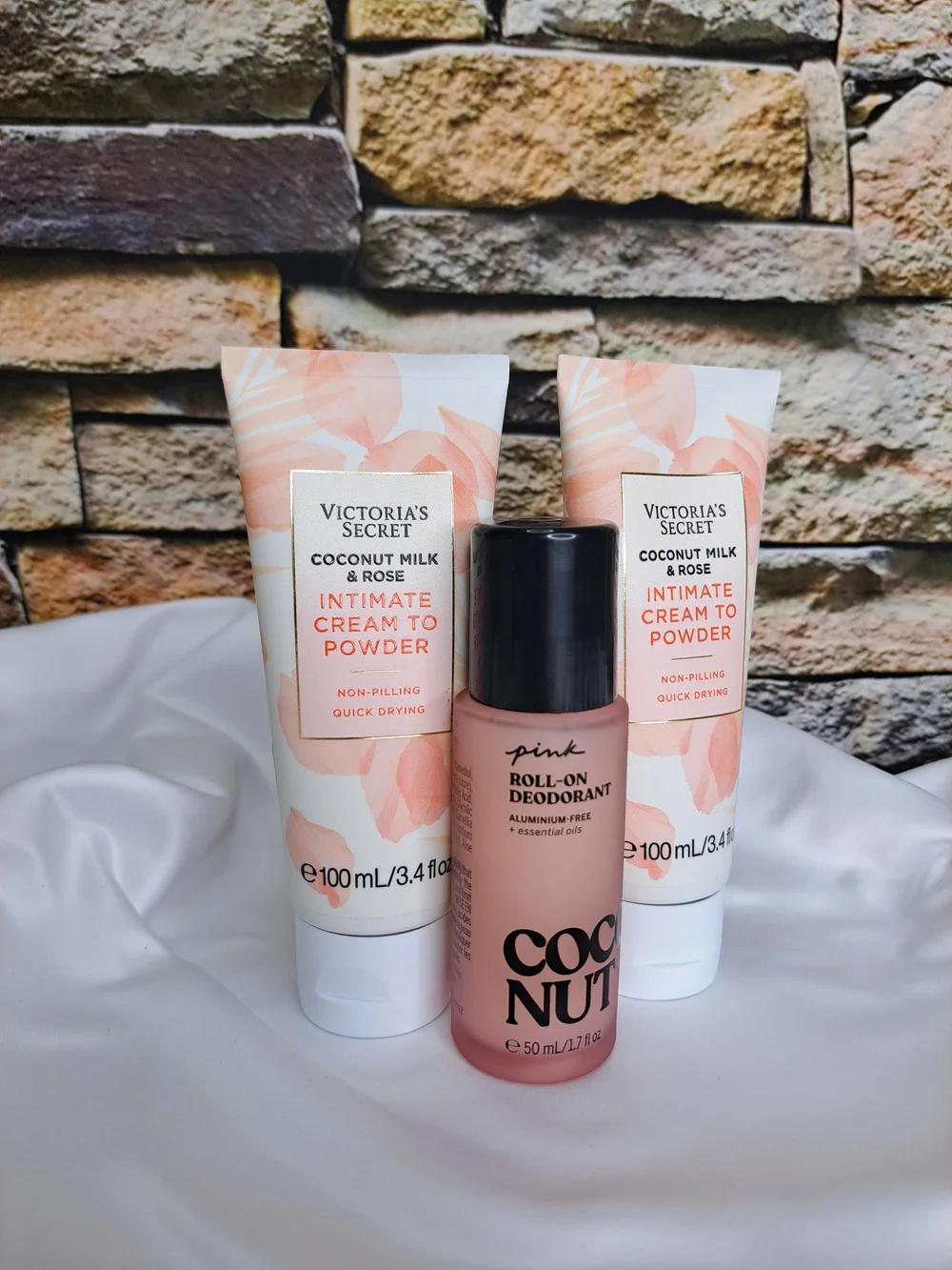 Victoria's Secret Coconut Milk & Rose Intimate Cream to Powder & Deodrant Set 3